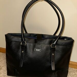 Tumi Black Tote Bag with Silver Hardware